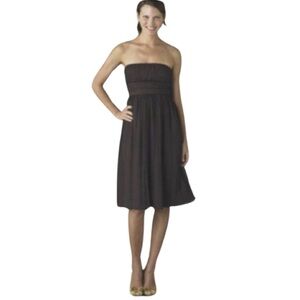 J. CREW Silk Strapless Dress in Chocolate Brown